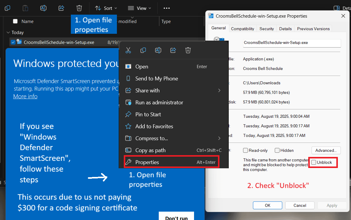 Smartscreen unblock
